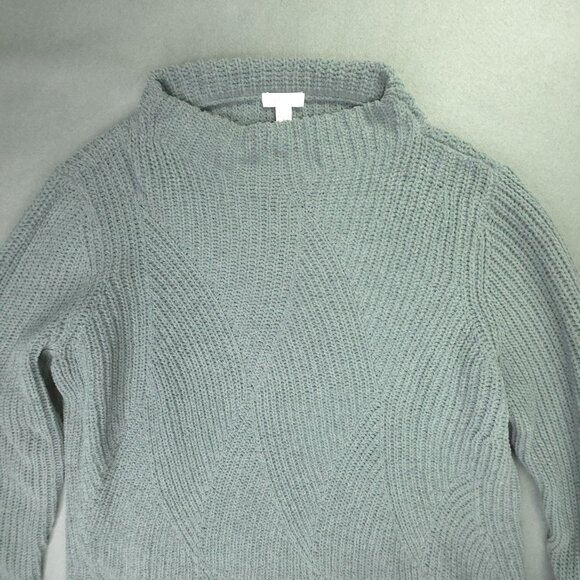 J Jill Sweater Women L Sage Green Chenille Mock Neck Pullover Chunky Plush Tunic - Picture 4 of 11